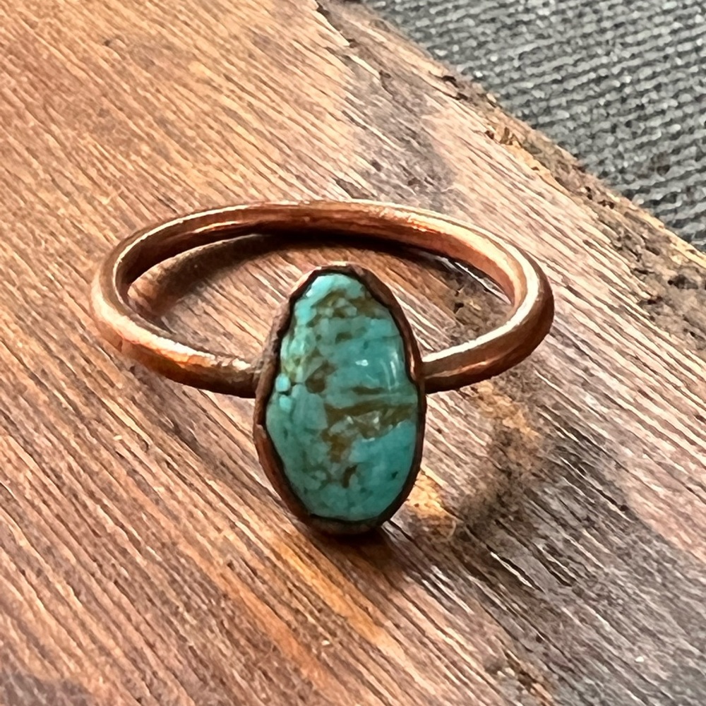 Turquoise copper ring Size 6